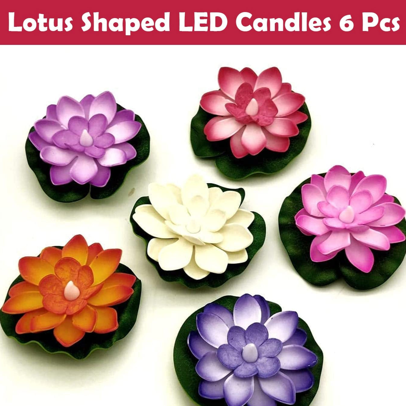 Water Floating Smokeless Candles  Lotus Flowers Sensor Led Tealight For Outdoor And Indoor Decoration - Pack Of 6 Candle Candle (Pack Of 6) - Happy Price - Image 1