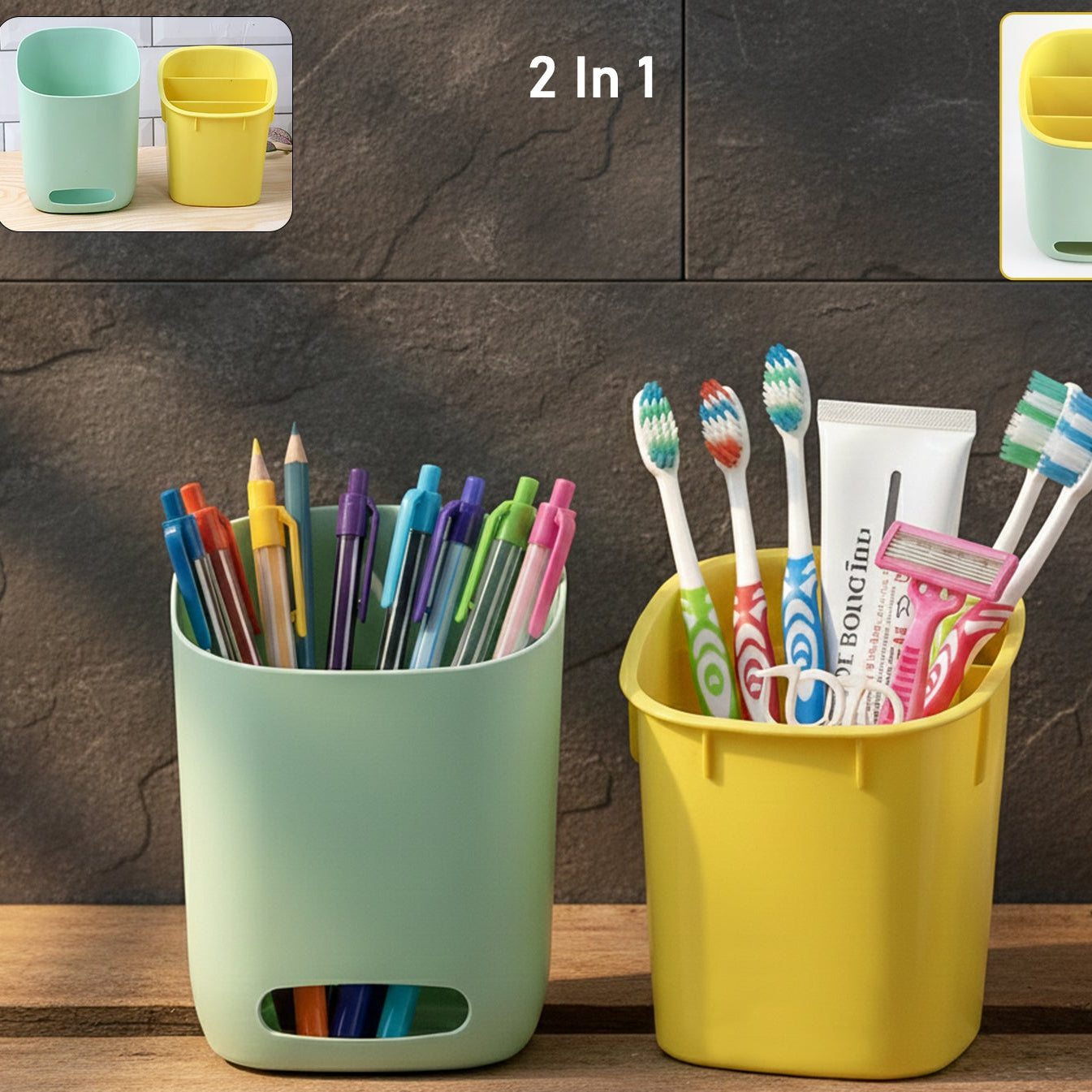 Dual Compartment Organizer Holder for Bathroom & Desk - Happy Price - Image 1