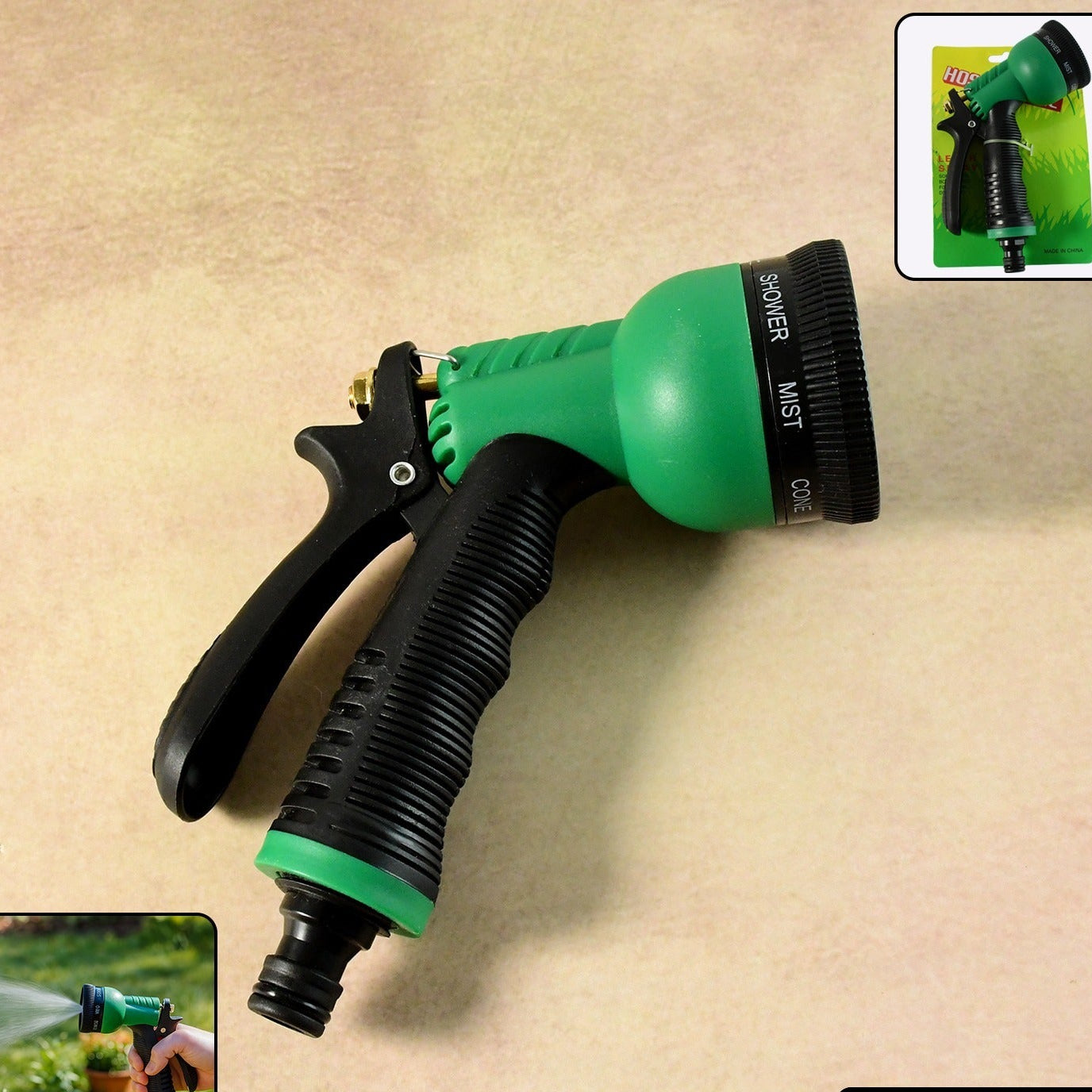 Adjustable Garden Hose Nozzle with Trigger Lock - 7 Pattern Watering Gun for Plants, Cars & Cleaning (1 Pc) - Happy Price - Image 1