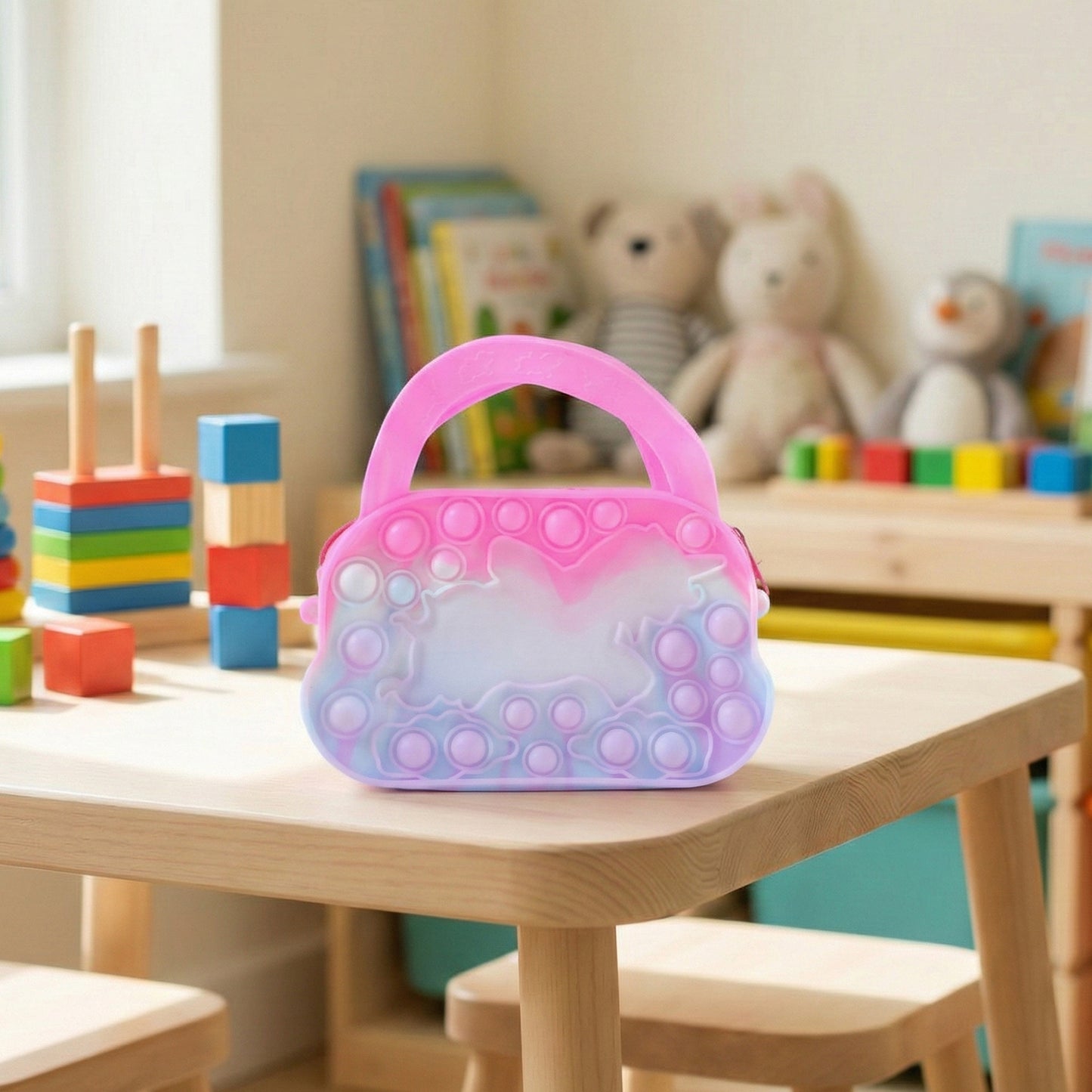 Silicone Pop It Coin Pouch with Zipper and Handle - 1 Pc - Happy Price - Image 2