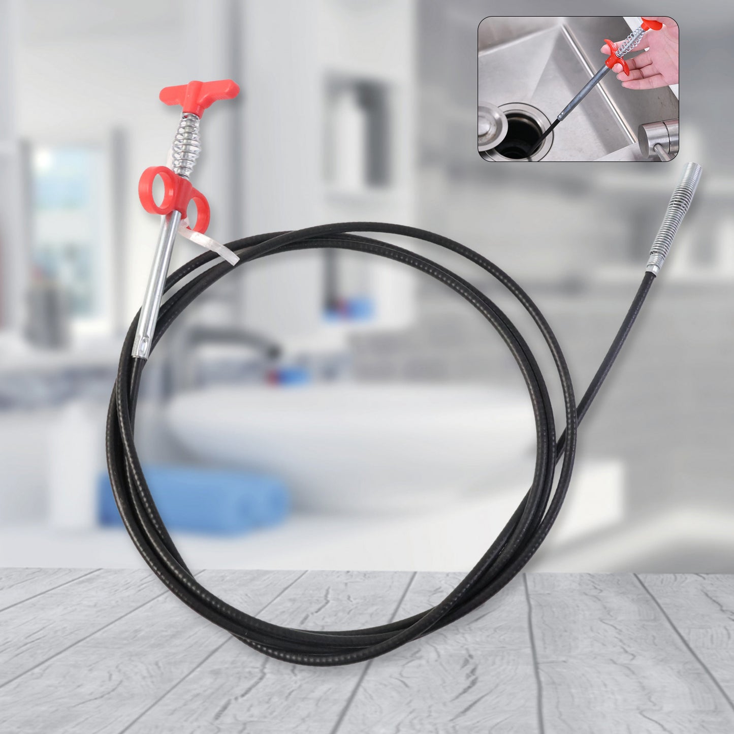 Flexible Drain Cleaner Tool with Hand Grip - 298 cm Spring Pipe Unblocker (1 Pc) - Happy Price - Image 6