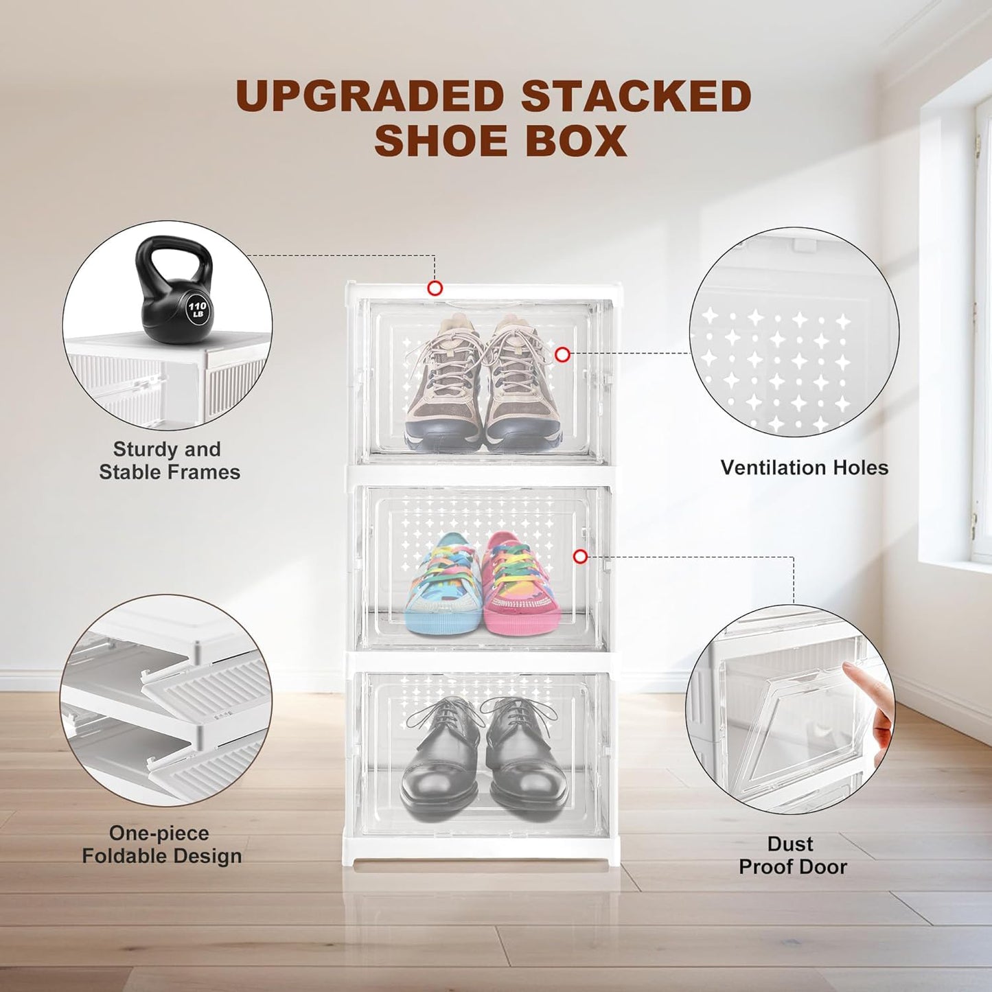 Stackable Multifunctional Storage For Clothes Foldable Drawer Shelf Basket Utility Cart Rack Storage Organizer Cart For Kitchen Pantry Closet Bedroom Bathroom Laundry (3 Layer 1 Pc) - Happy Price - Image 6