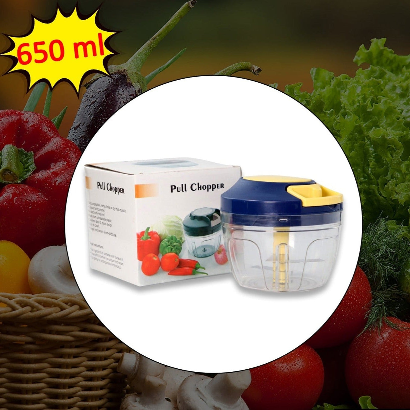 Chopper With 4 Blades For Effortlessly Chopping Vegetables And Fruits For Your Kitchen (650ml) - Happy Price - Image 1