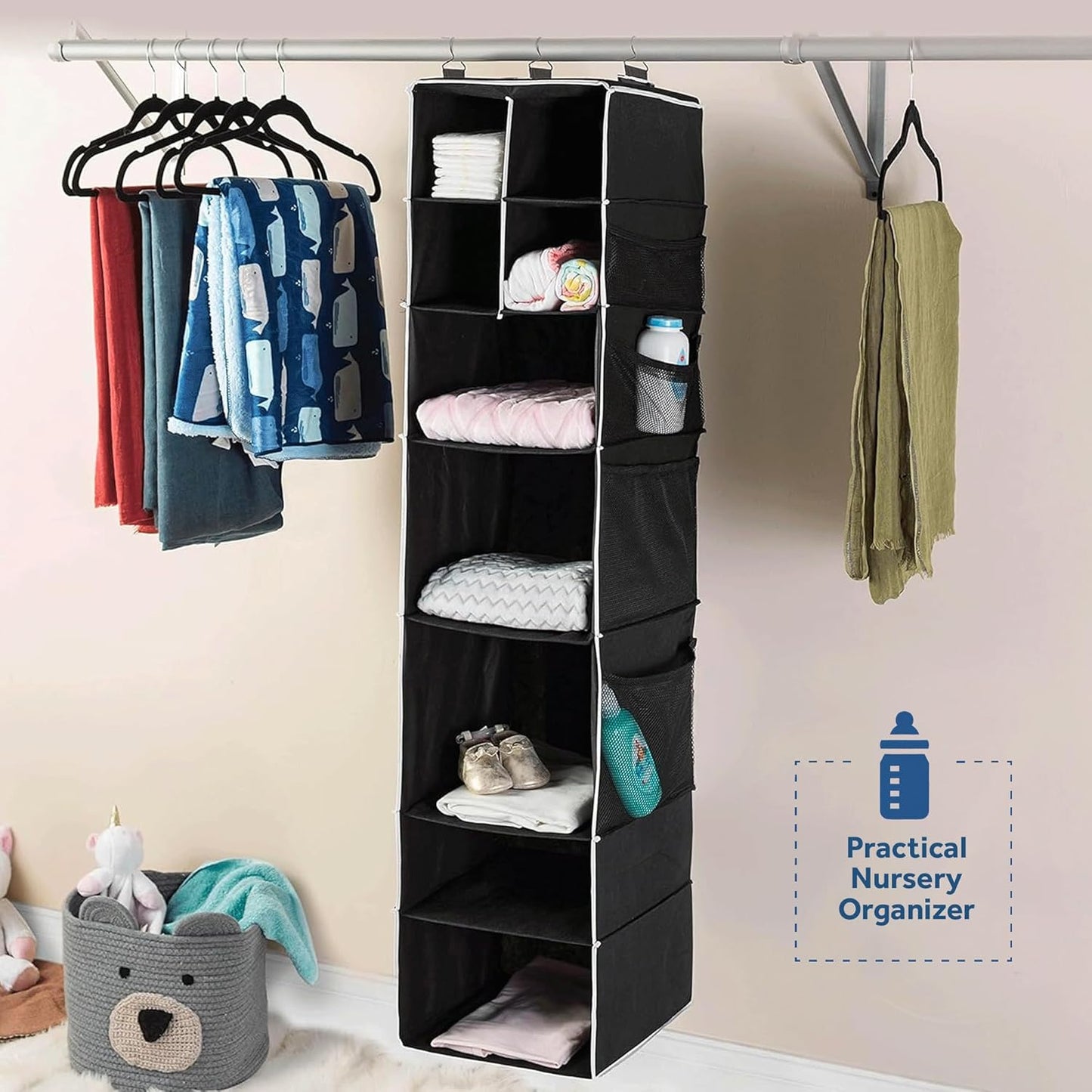 9 Shelf Hanging Closet Organizer With 5 Drawer Organizers - Happy Price - Image 3