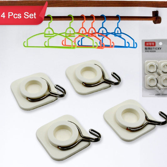 Strong Adhesive Wall Hooks for Home & Office - Heavy Duty Plastic, Pack of 2 or 4 - Happy Price - Image 1