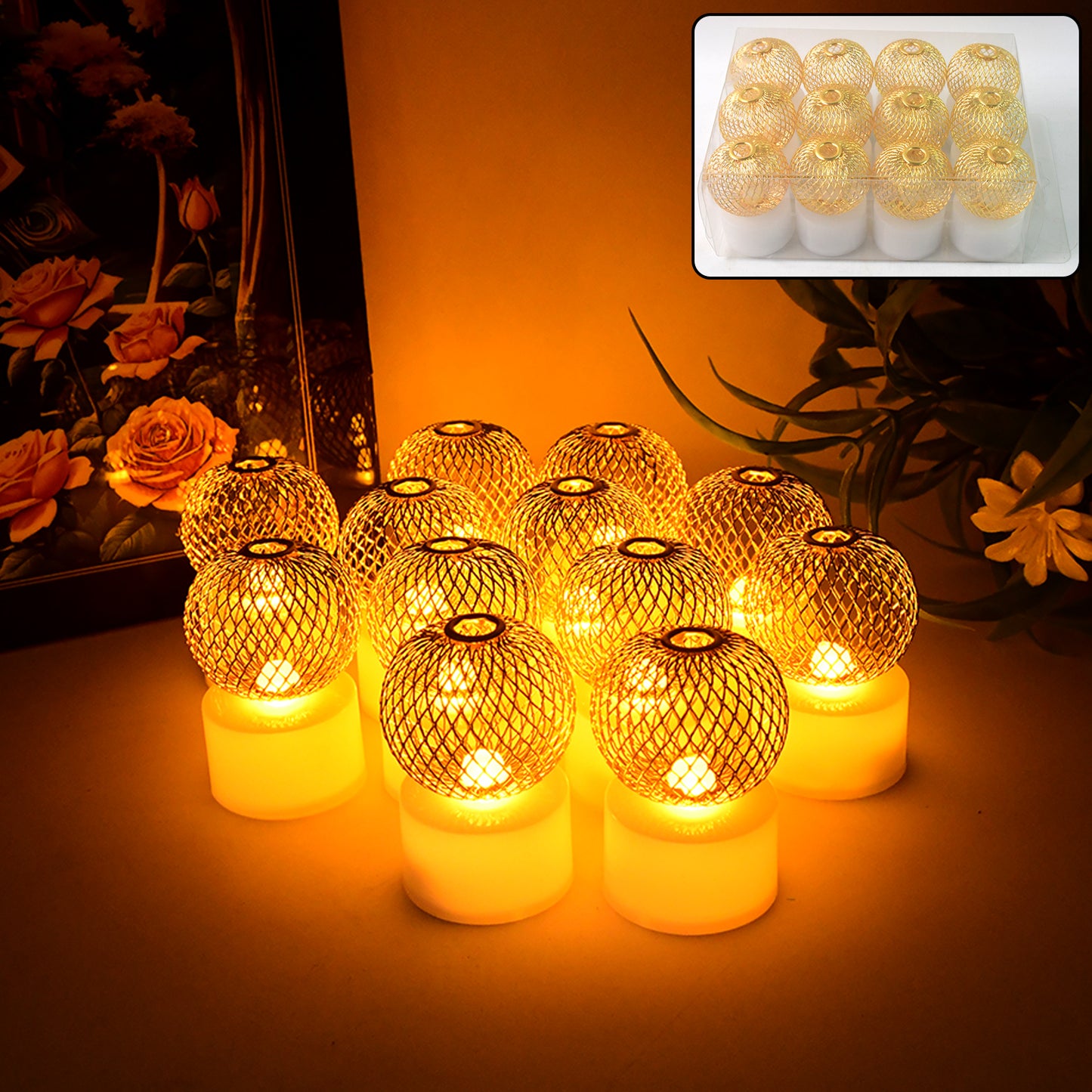Set of 12 Mesh Ball LED Decorative Lights - Warm White - Happy Price - Image 7