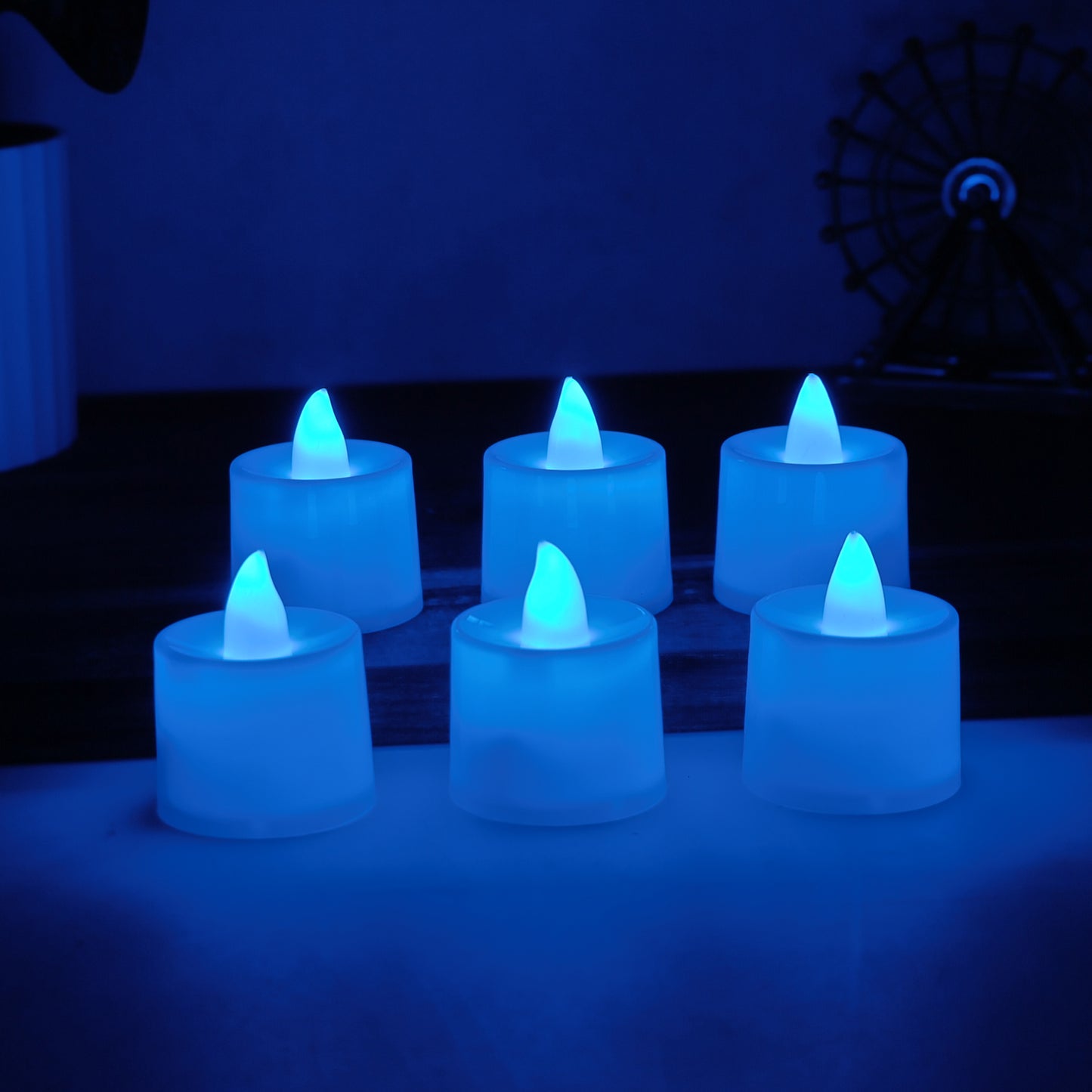 Blue LED Tea Light Candles - 6 Pc Set for Festive Ambiance - Happy Price - Image 5