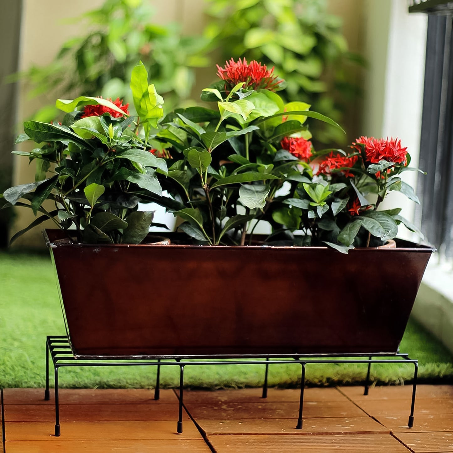 Metal Rectangle Flower Plant Stand For Balcony (6020 Cm  2 Pc Set) - Happy Price - Image 3