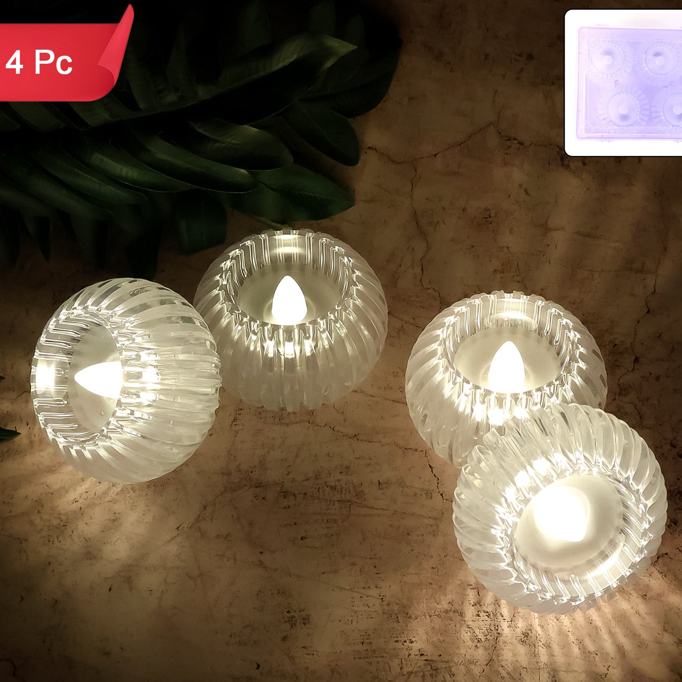 Set of 4 LED Flameless Candles with Crystal Holder - Safe Decorative Lighting - Happy Price - Image 1