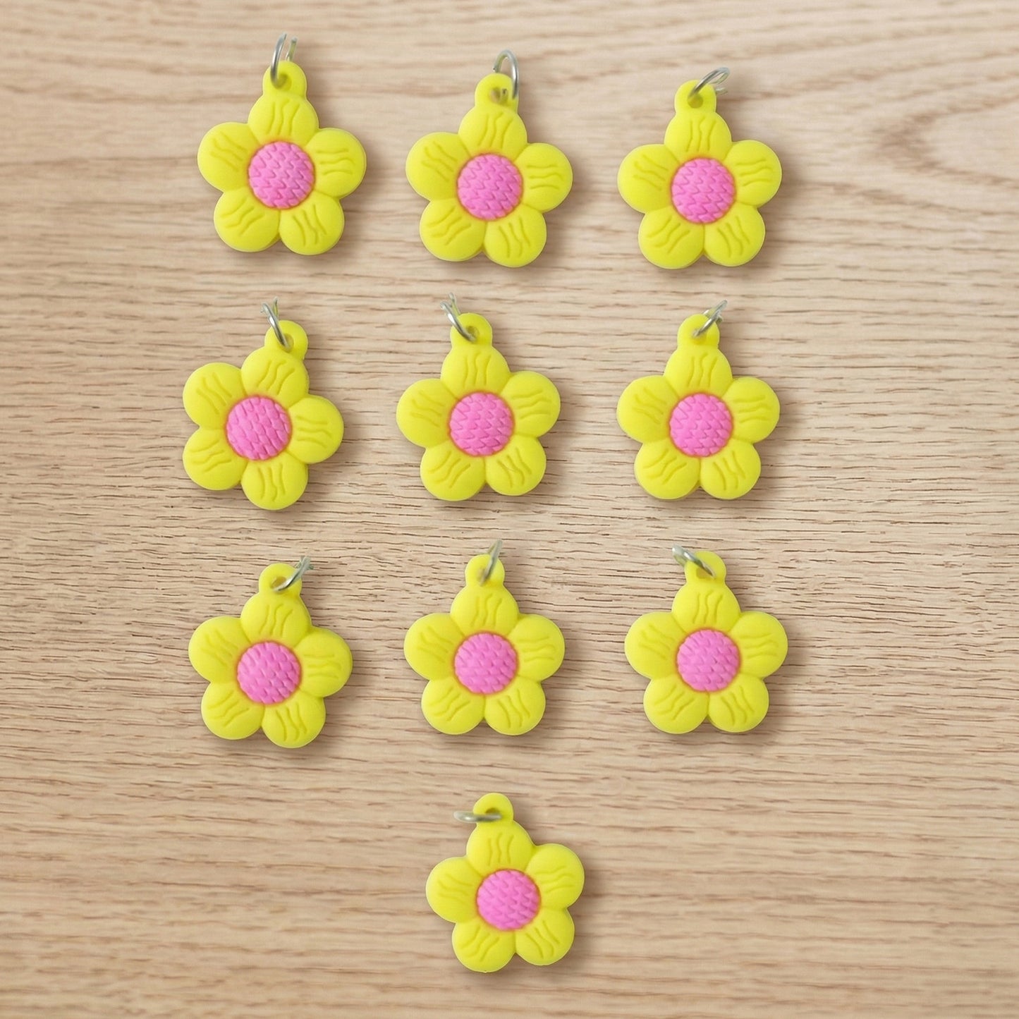 Cute Flower Shape Bag Charm Keychain Set (10 Pc Set)