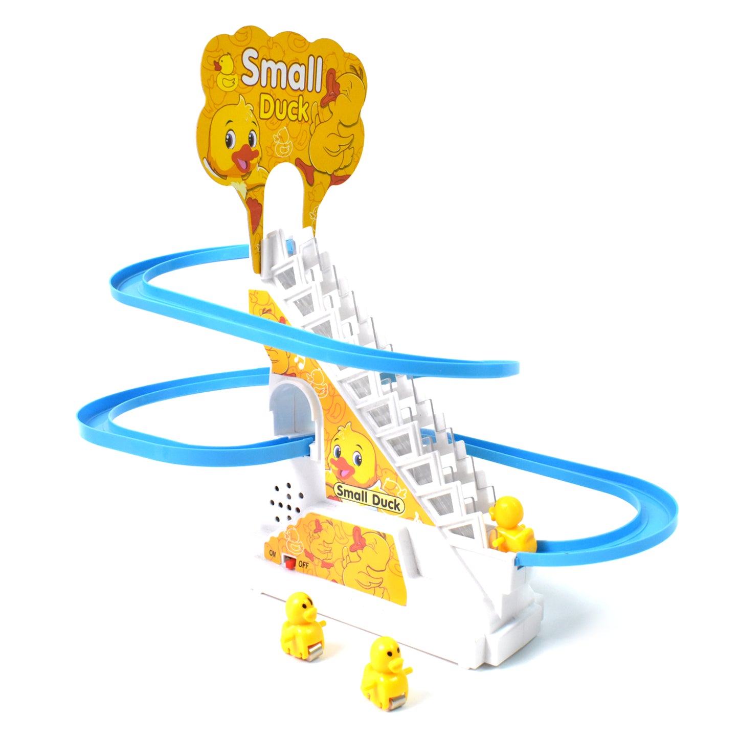 Ducks Climb Stairs Toy Roller Coaster Electric Duck Chasing Race Track Set Fun Duck Stair Climbing Toy With Flashing Lights Music And 3 Ducks Small Ducks Climbing Toys - Happy Price - Image 5