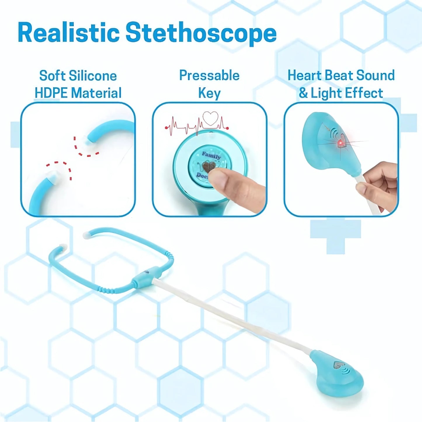 10 Pc Kids Doctor Play Set - Pretend Medical Kit with Stethoscope & Accessories - Happy Price - Image 7