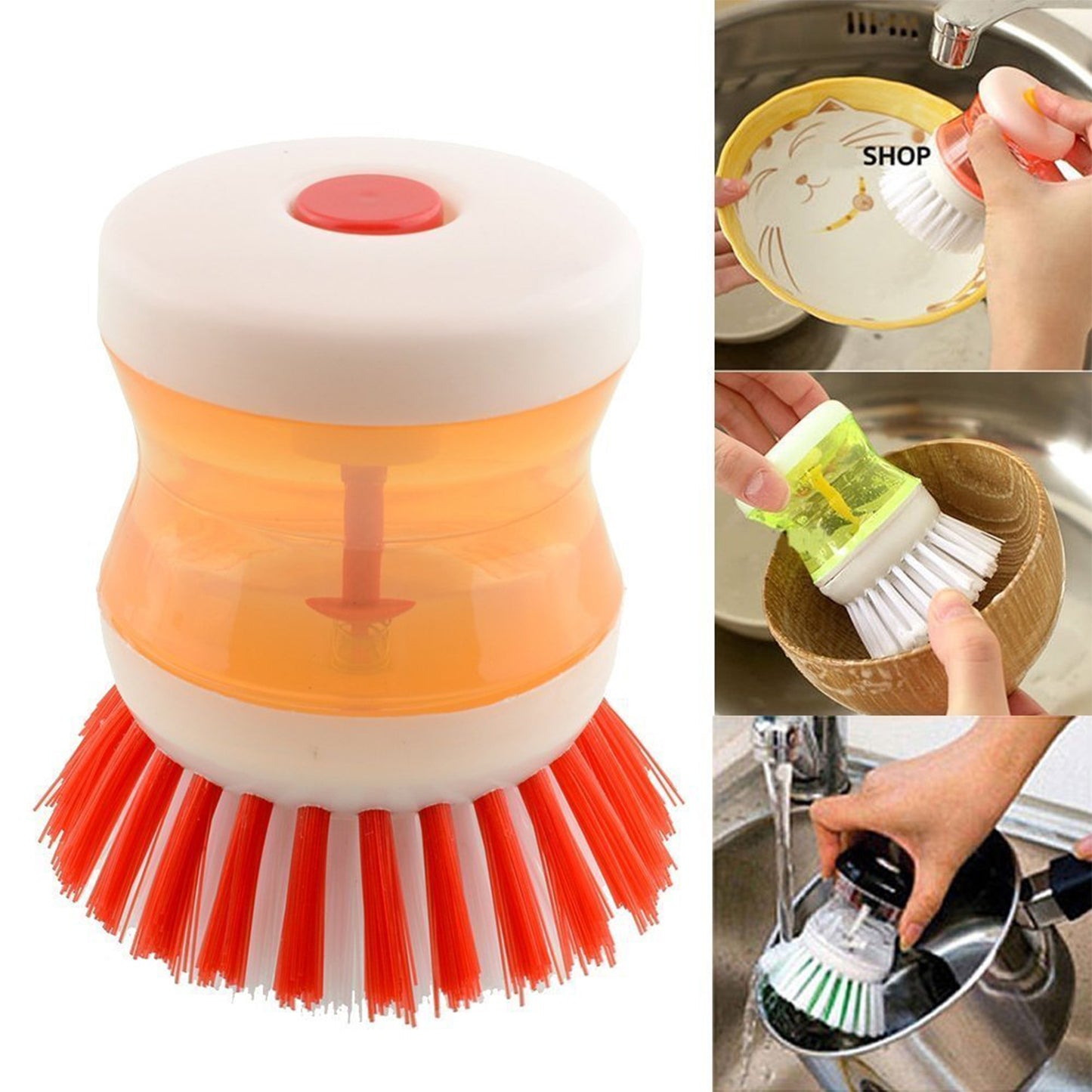 a Cleaning Brush With Liquid Soap Dispenser - Happy Price - Image 6