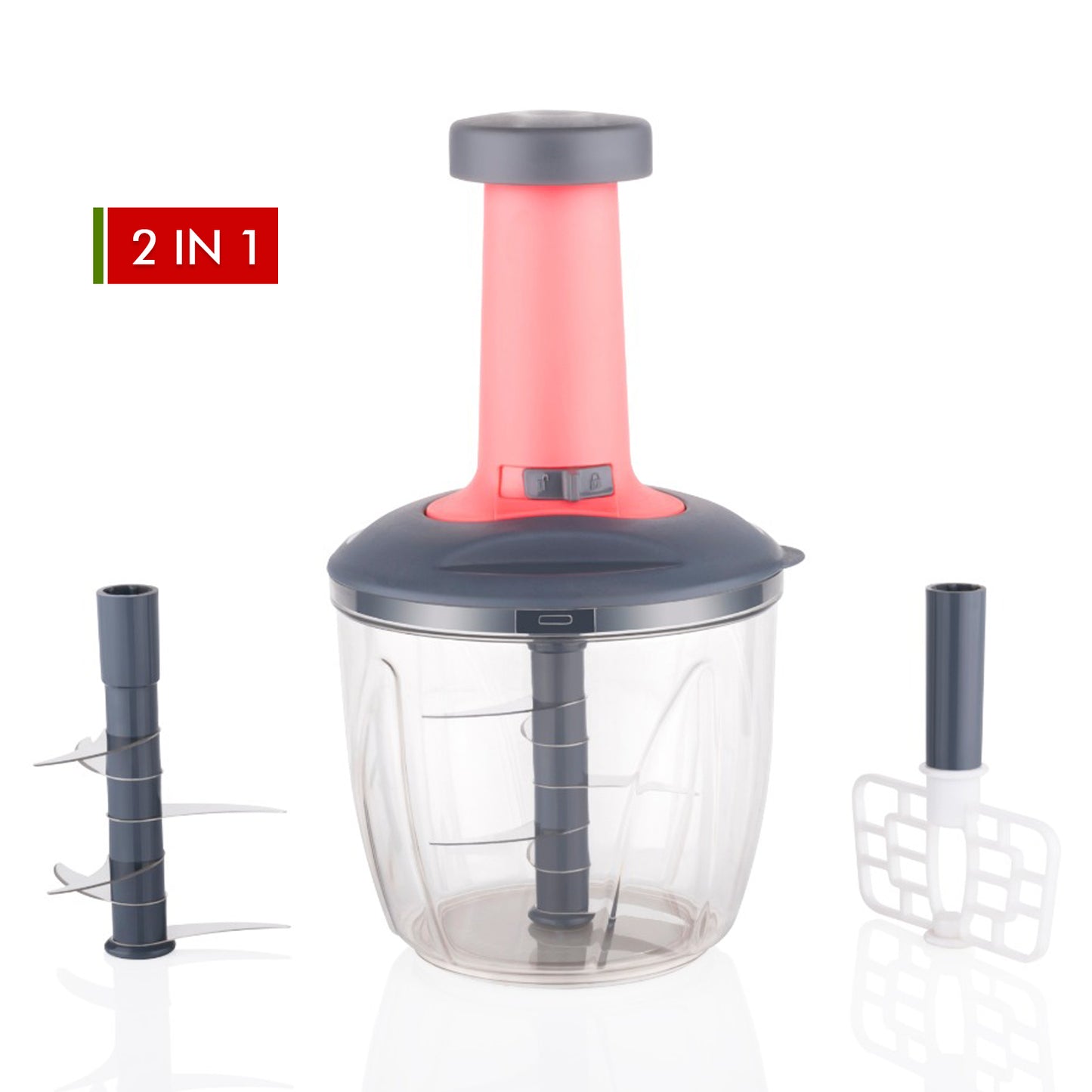 1100 Ml 2 In 1 Push Up Chopper With Blender Affixed With 6 Sharp Blade  Vegetable And Fruit Cutter With Easy Push And Chop Button - Happy Price - Image 7