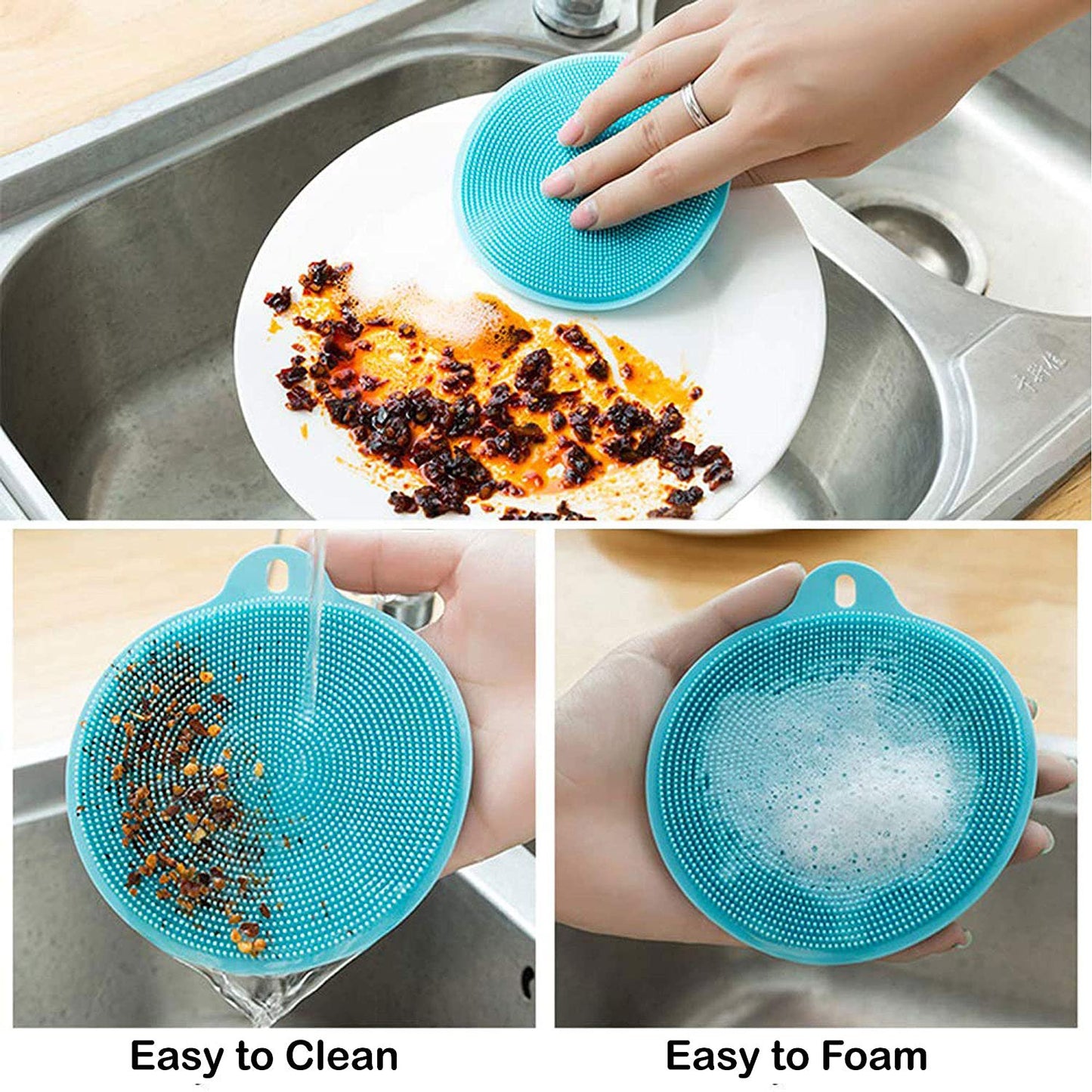 Silicone Dish Scrubber Sponge Mildew Free Non Stick (Mix Color) - Happy Price - Image 5