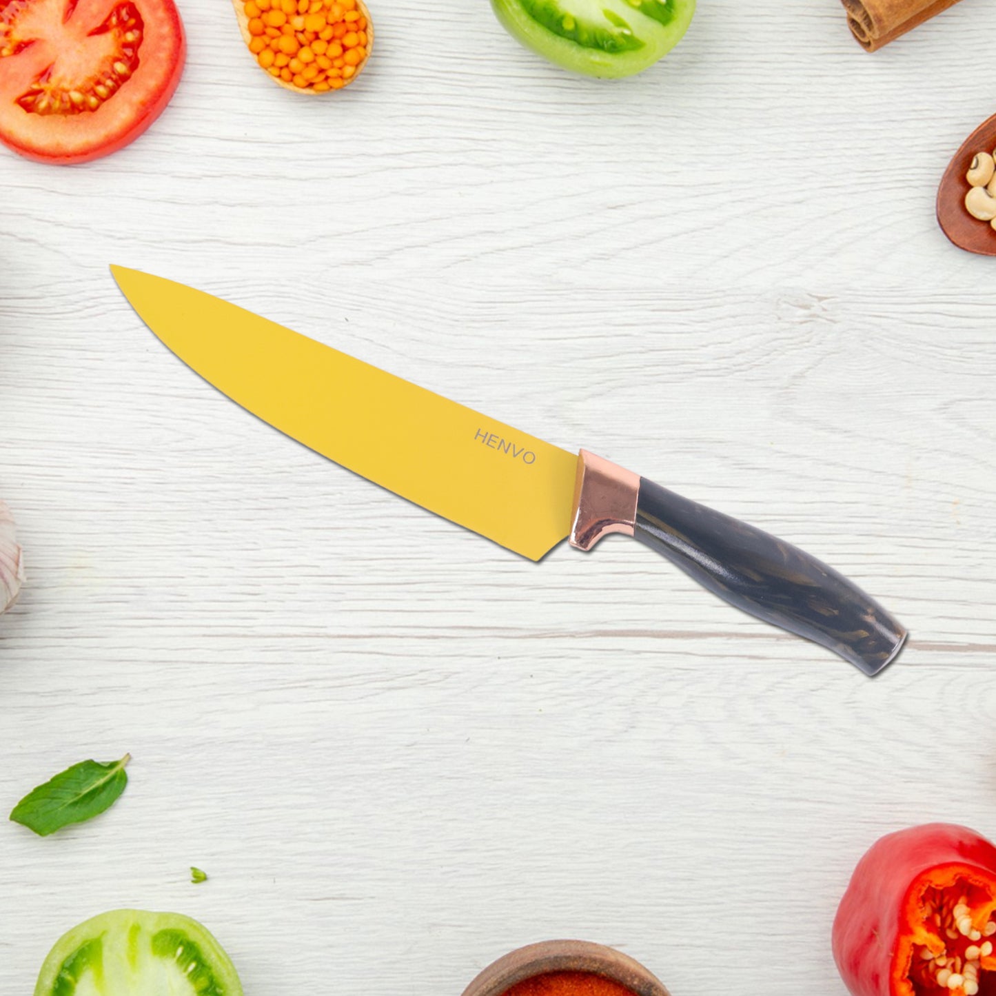 6 Pcs Professional Kitchen Knife Set With Chef Knives Cleaver Peeler  Scissors - Happy Price - Image 5