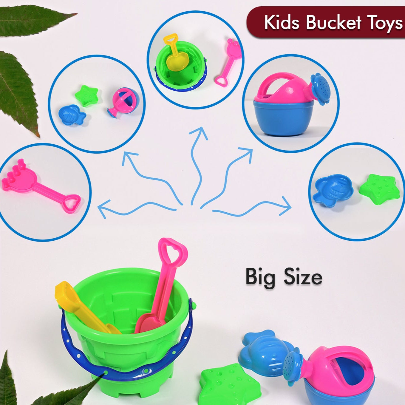 Sand Game Castle Building Plastic Beach Toy Set For Kids Summer Fun Creative Activity Playset Gardening Tool With Accessories  Bucket-pack Of 6 Pcs - Happy Price - Image 1
