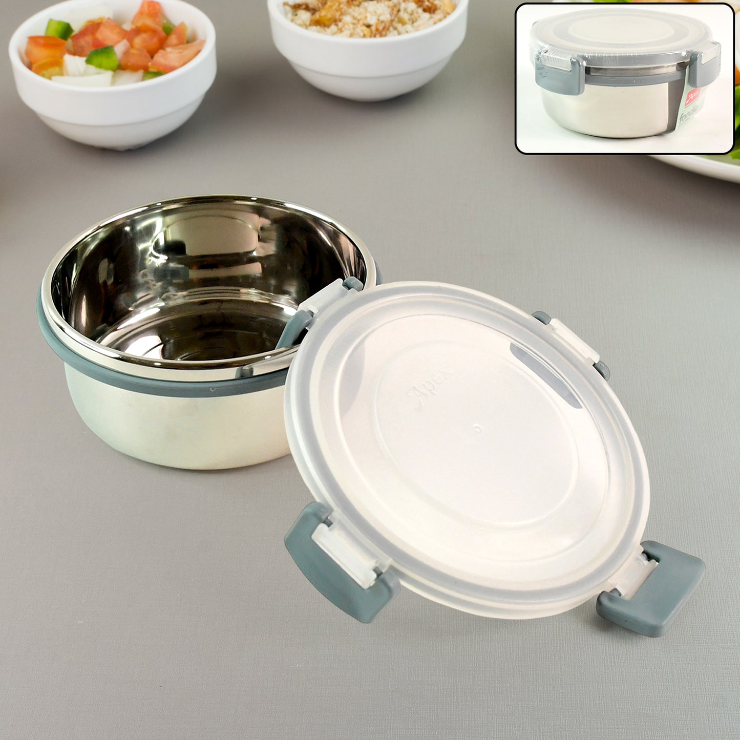Apex Round Food Container Approx 500 ML (1 Pc) - Airtight & Leakproof Plastic - Happy Price - Image 2