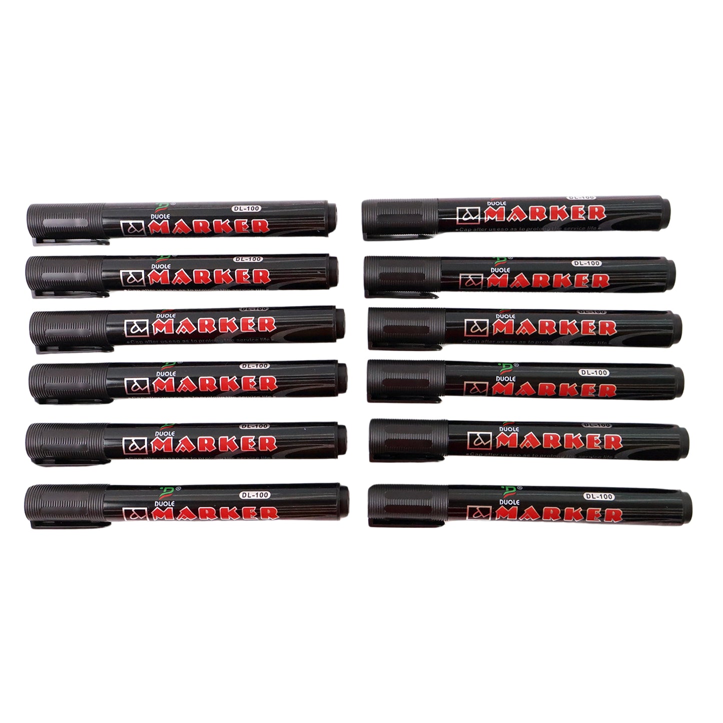 Premium Permanent Black Marker Pen Set (12 Pcs Set) - Happy Price - Image 2