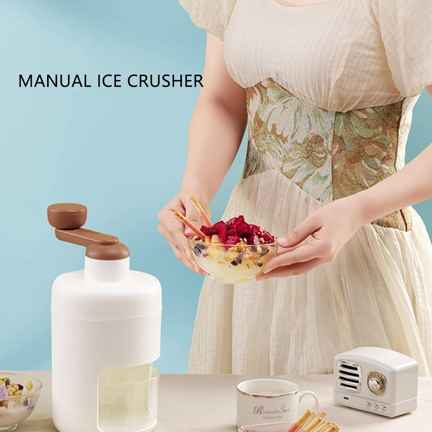 Portable Gola Maker Ice Crusher And Shaved Ice Machine Hand Shaved Ice Machine Manual Fruit Smoothie Machine Mini Household Ice Shaver Small Ice Crusher - Happy Price - Image 3