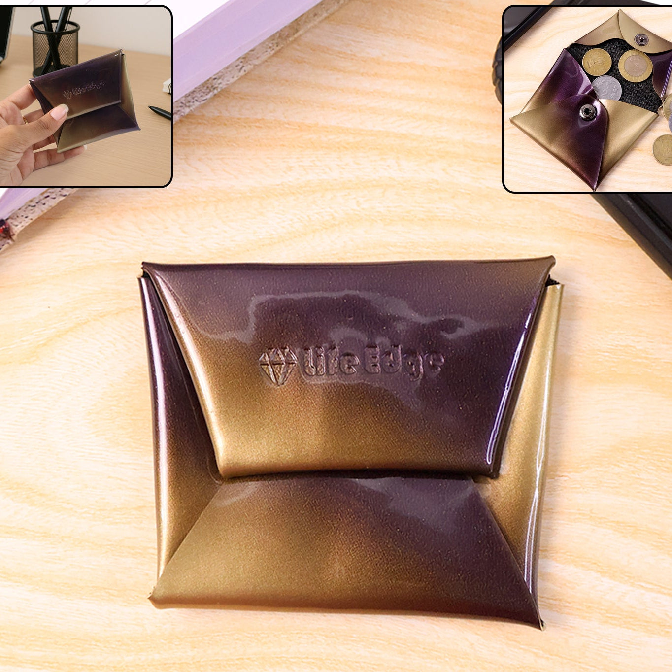 PU Leather Foldable Coin Pouch - Snap Closure Mini Wallet for Cash & Small Items (1 Pc, Assorted Color) - Happy Price - Image 1