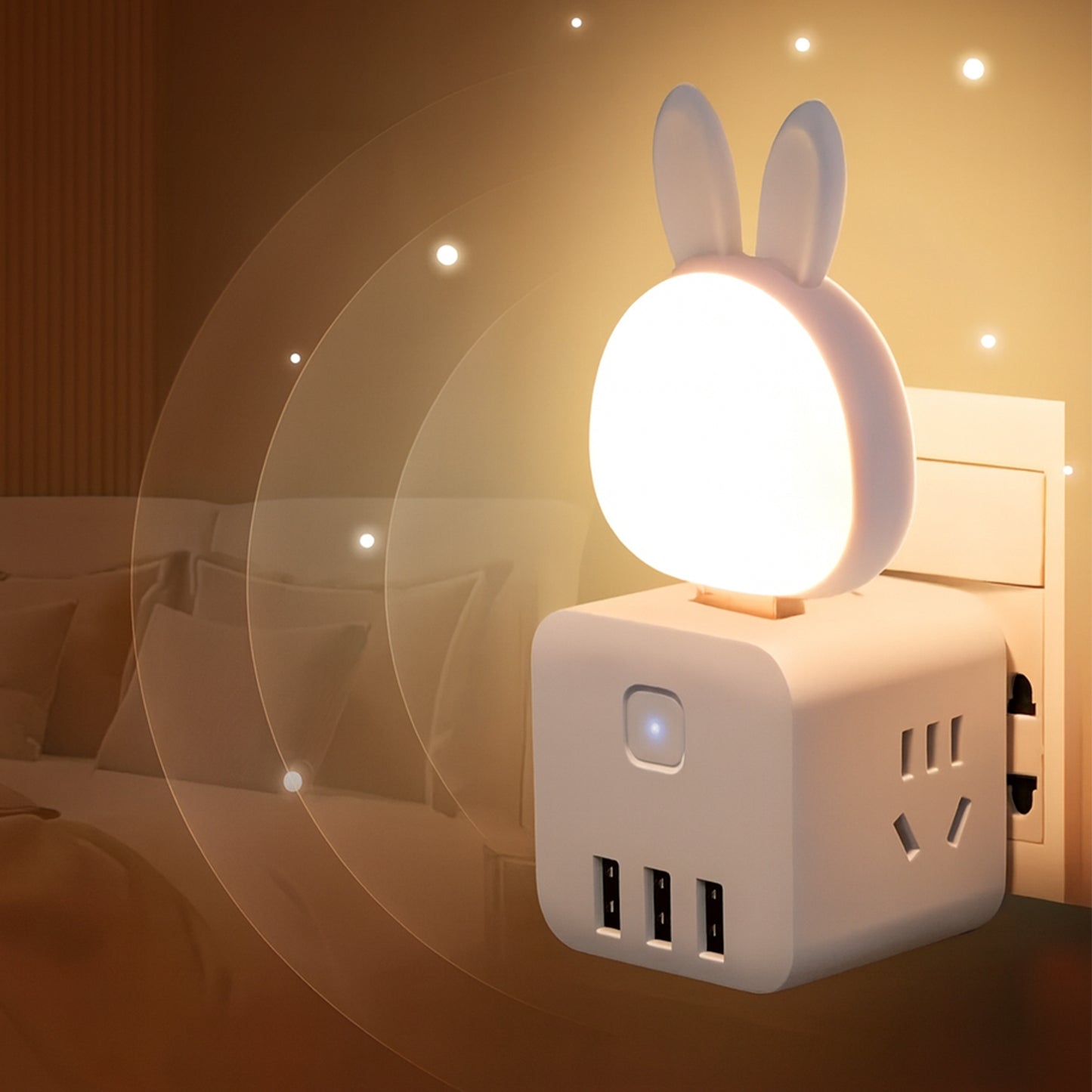 USB Rabbit Night Light with Sound Activation - Plug-in LED Ambient Lamp for Kids Rooms & Bedrooms - Happy Price - Image 6