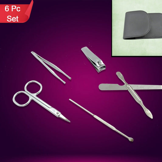 Nail Scissors Professional Nail Clippers Kit Manicure Set 6 Pieces Top Grade Stainless Steel Grooming Kit For Travel Or Home Manicure Set (6 Pc Set) - Happy Price - Image 1