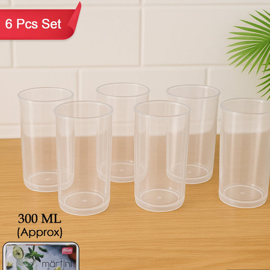 Clear Plastic Martini Glasses Set - 6 Pc, 300ml Each - Happy Price - Image 1