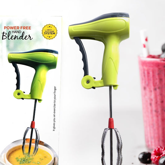 Power Free Manual Hand Blender With Stainless Steel Blades Milk Lassi Maker Egg Beater Mixer Rawai - Happy Price - Image 1