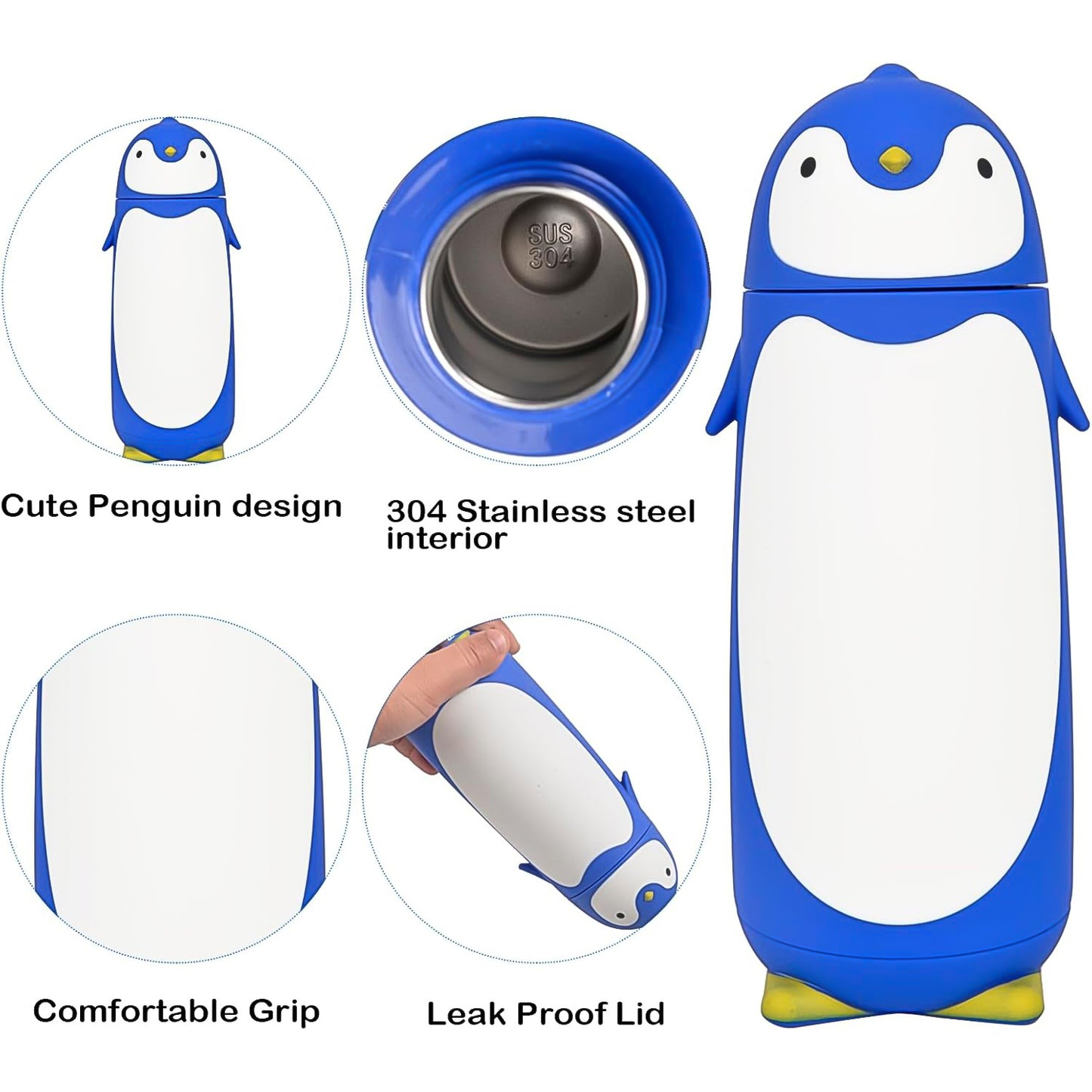 Penguin Water Bottle Penguin Cartoon Water Bottle Funny Travel Mug Insulated Inner Glass Vacuum Water Bottle - Happy Price - Image 3