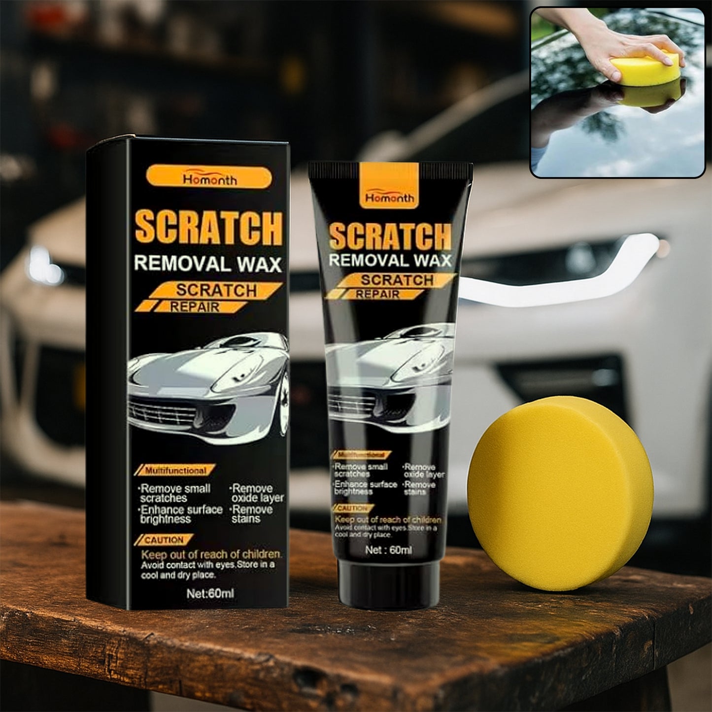 Car Paint Scratch Repair Wax (60ml) with Applicator Sponge - Happy Price - Image 7