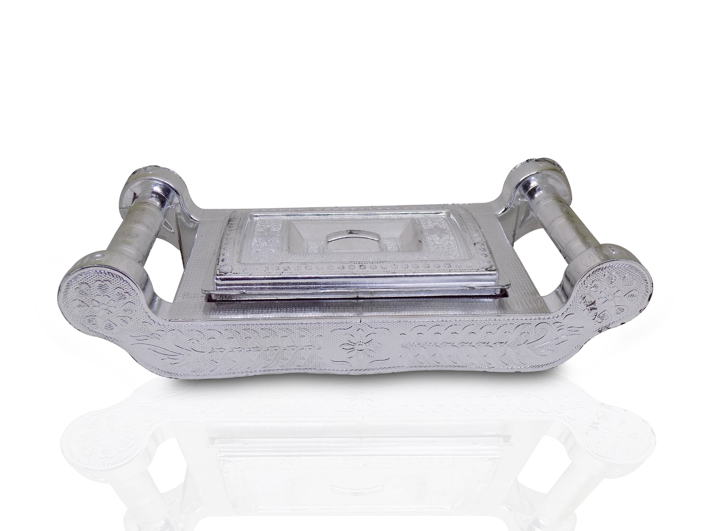 Multipurpose 4 Section Royal Design Silver Storagegift Box - Happy Price - Image 1