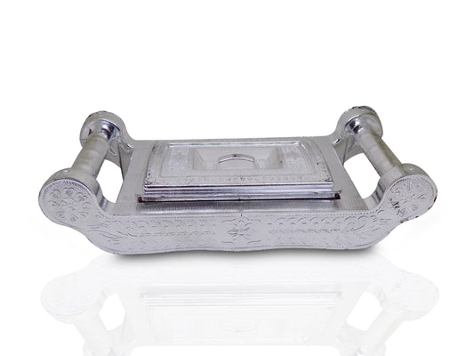 Multipurpose 4 Section Royal Design Silver Storagegift Box - Happy Price - Image 1