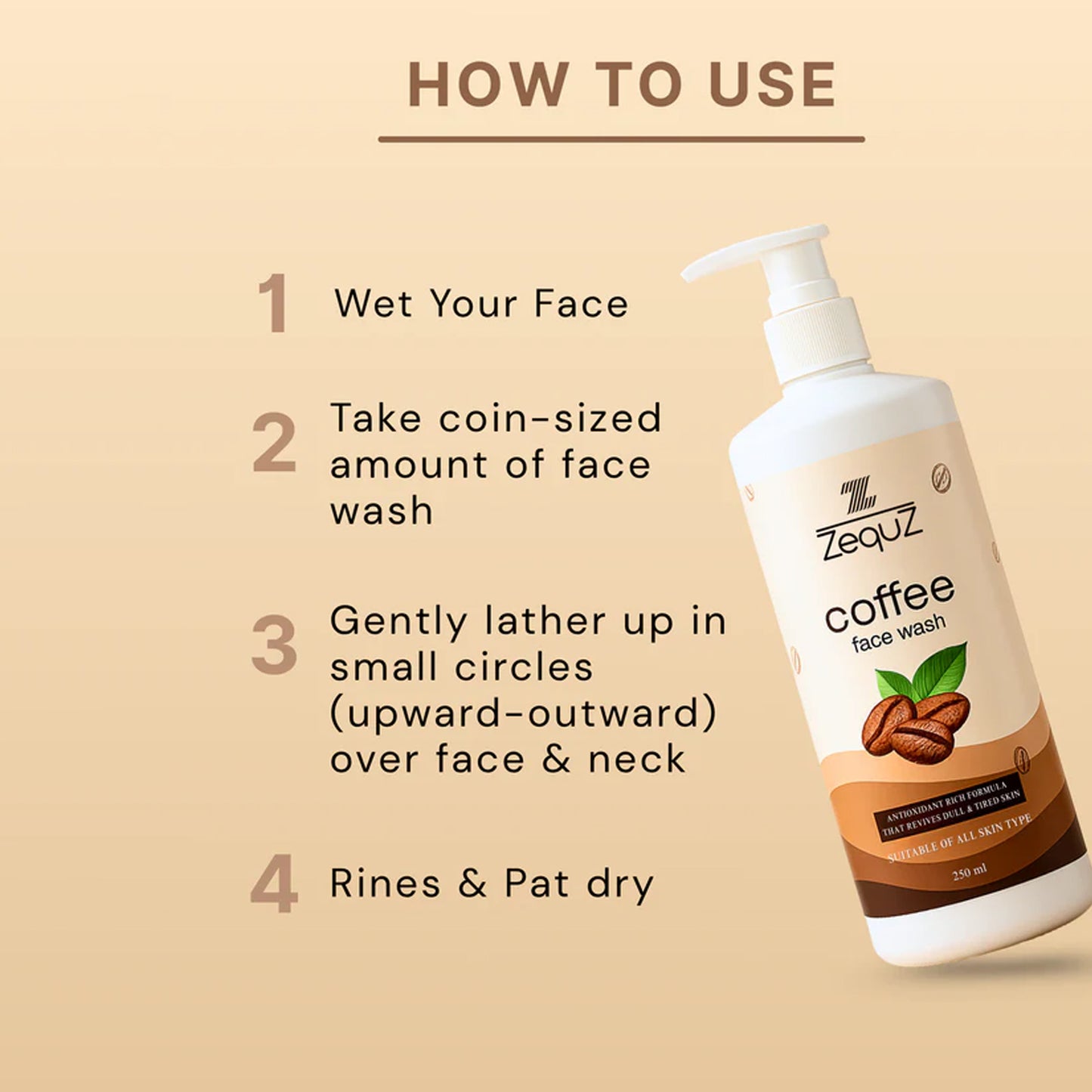 Zequz Coffee Face Wash - 250 ML, Deep Cleansing & Skin Revitalizing - Happy Price - Image 5