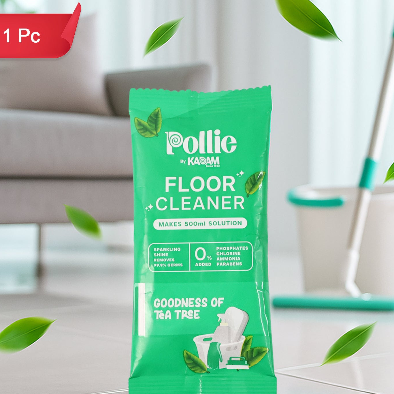 Pollic Kadam Concentrated Floor Cleaner Sachet - Tea Tree Fragrance (50 Gm) - Happy Price - Image 1