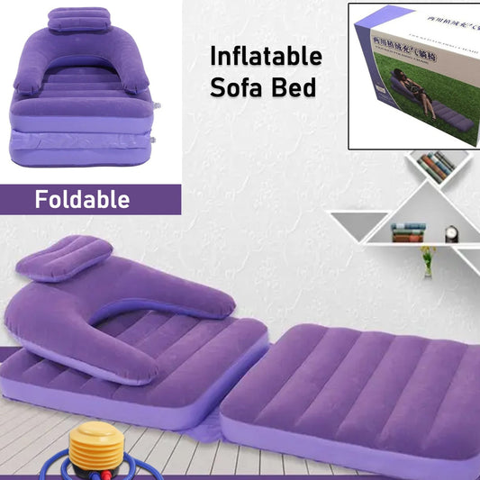 2 In 1 Air Mattress  Lounger Portable Inflatable Mattress Air Sofa With Air Hand Pump (17575 Cm) - Happy Price - Image 1