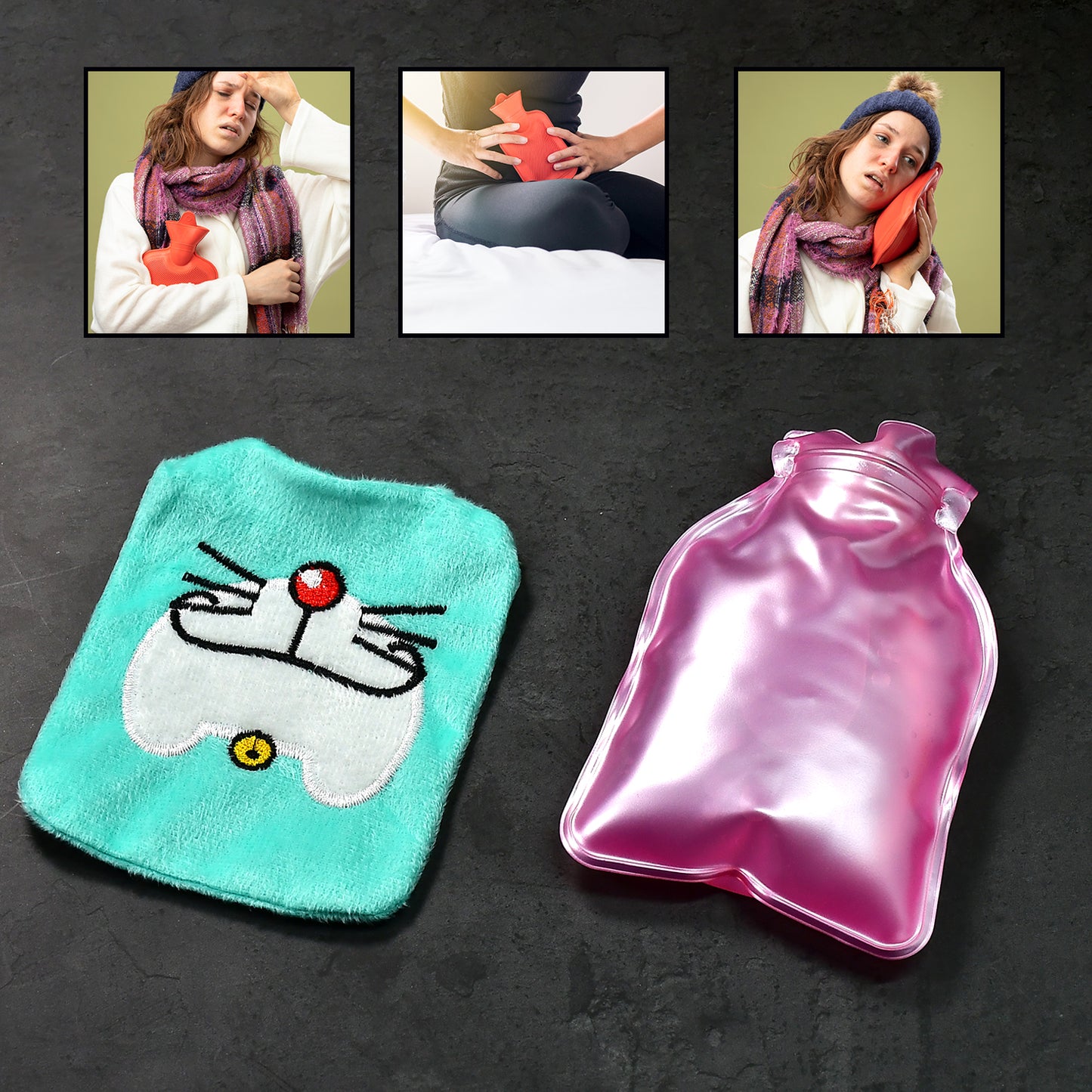Doremon Cartoon Small Hot Water Bag With Cover For Pain Relief Neck Shoulder Pain And Hand Feet Warmer Menstrual Cramps. - Happy Price - Image 2