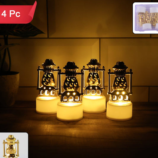 Set of 4 LED Lantern Style Flameless Tealights - Warm Flickering Glow - Happy Price - Image 1