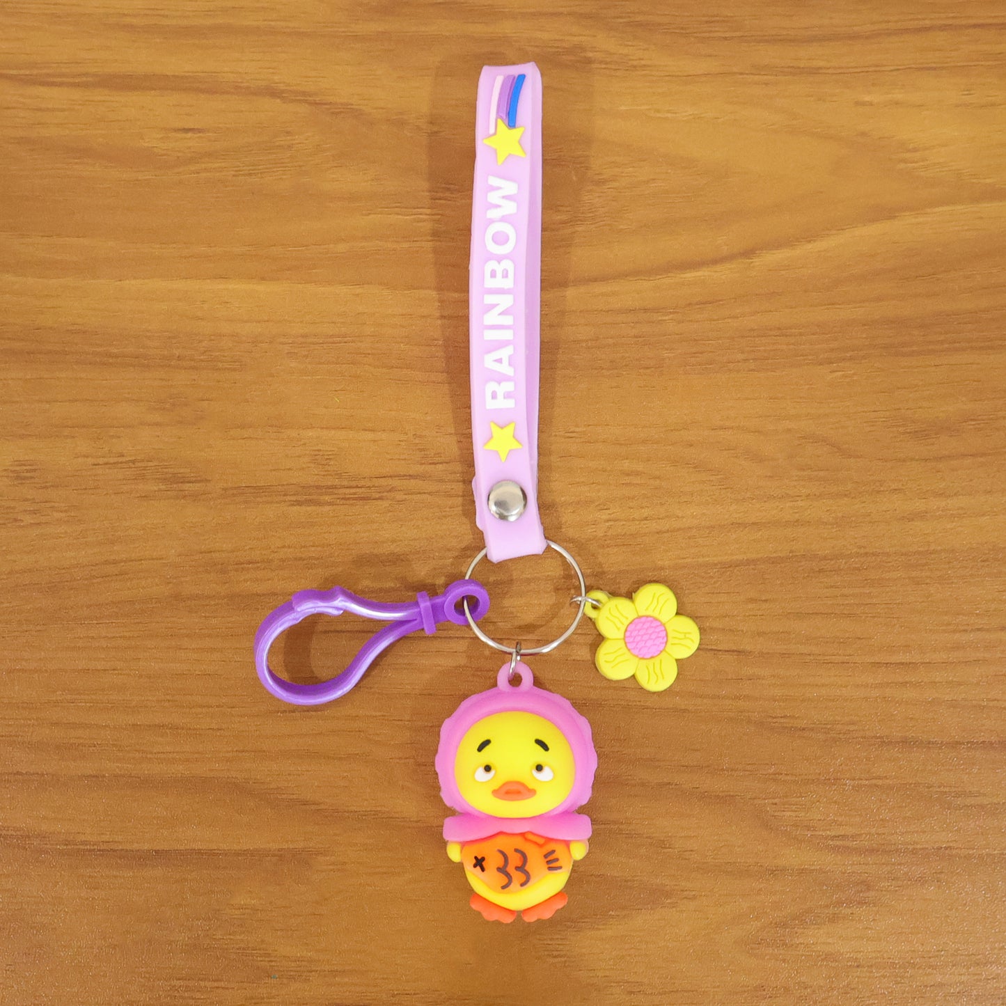 Cartoon Duck Keychain with Rainbow Strap - Silicone Bag Charm (1 Pc) - Happy Price - Image 7