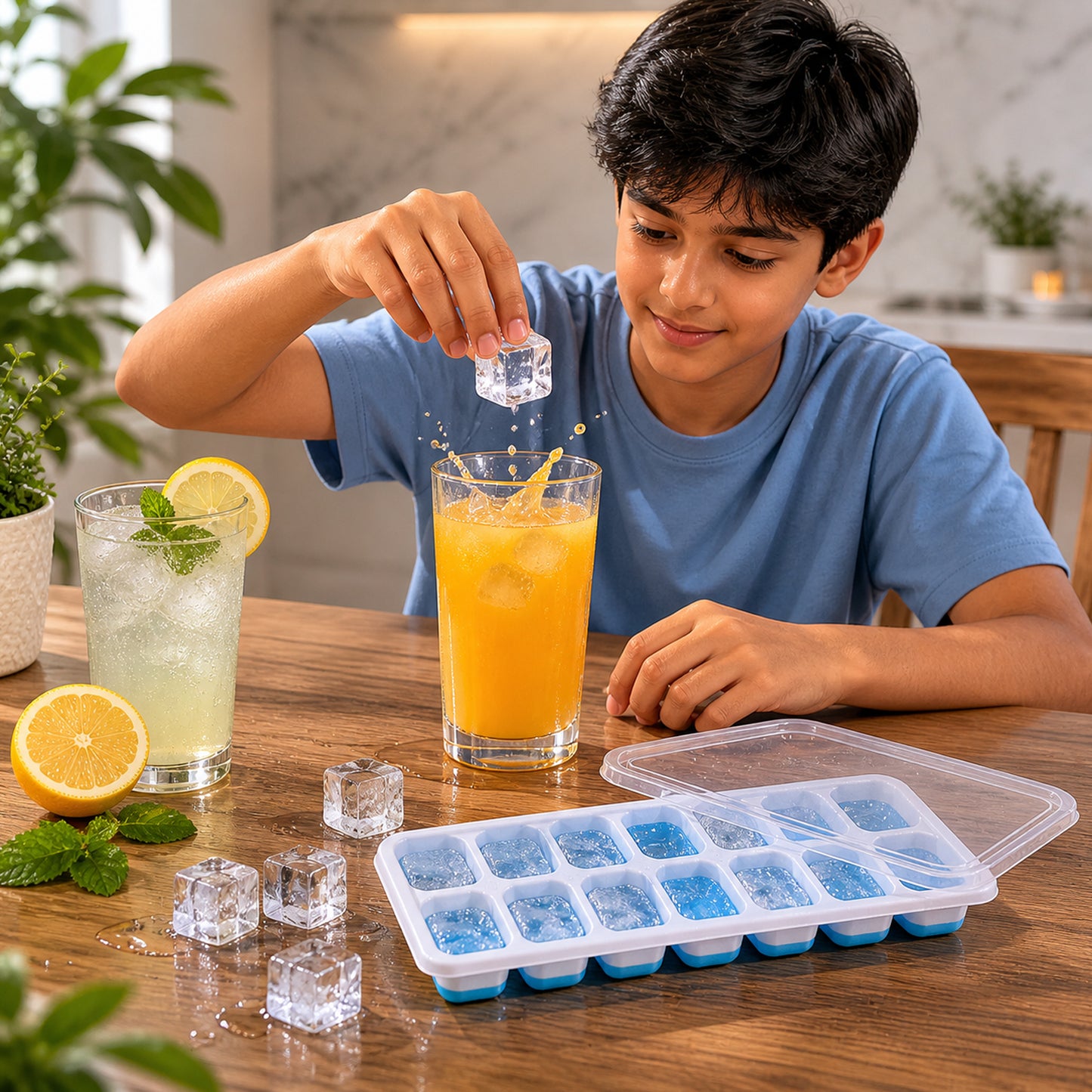 Plastic Ice Cube Tray with Lid - 14 Grids, 1 Pc - Happy Price - Image 3