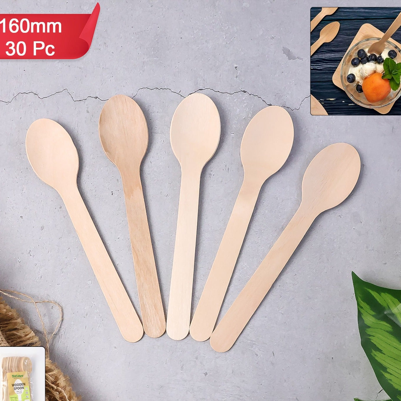 160mm Birchwood Spoons - 30 Piece Pack - Happy Price - Image 1
