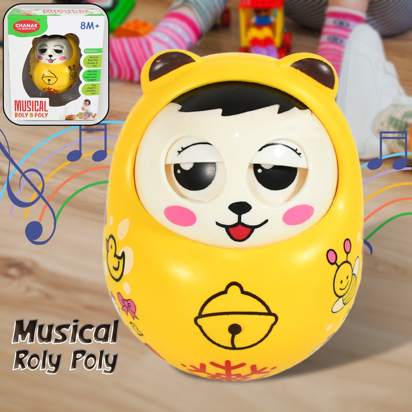 Musical Roly Poly Toys For Baby  Push And Shake Wobbling Toy With Music  Tumbler Doll Toy For Babies  Sound Balancing Doll Toys For Baby Boys Girls 8+ Months Multicolor (1 Pc) - Happy Price - Image 5