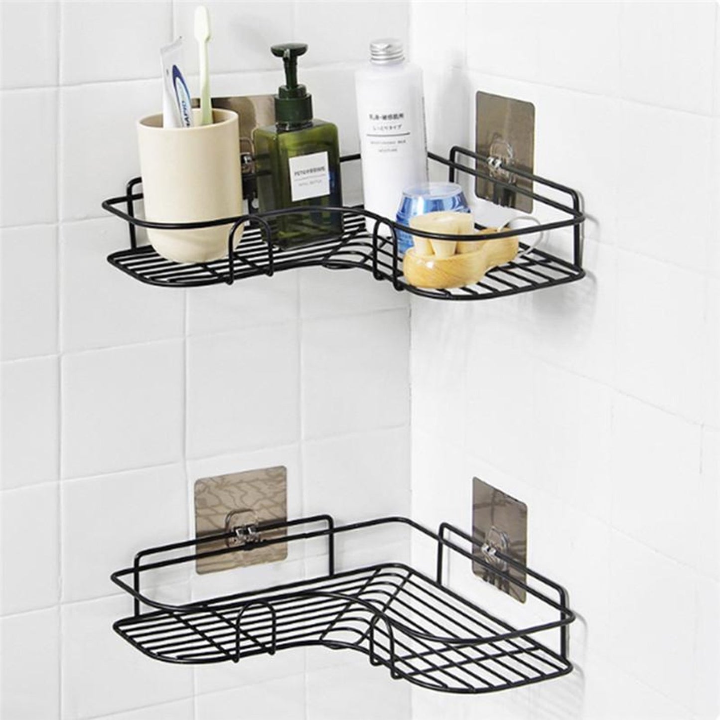 Self-adhesive Kitchen-bathroom Corner Shelf Organiser Storage Rack - Happy Price - Image 6