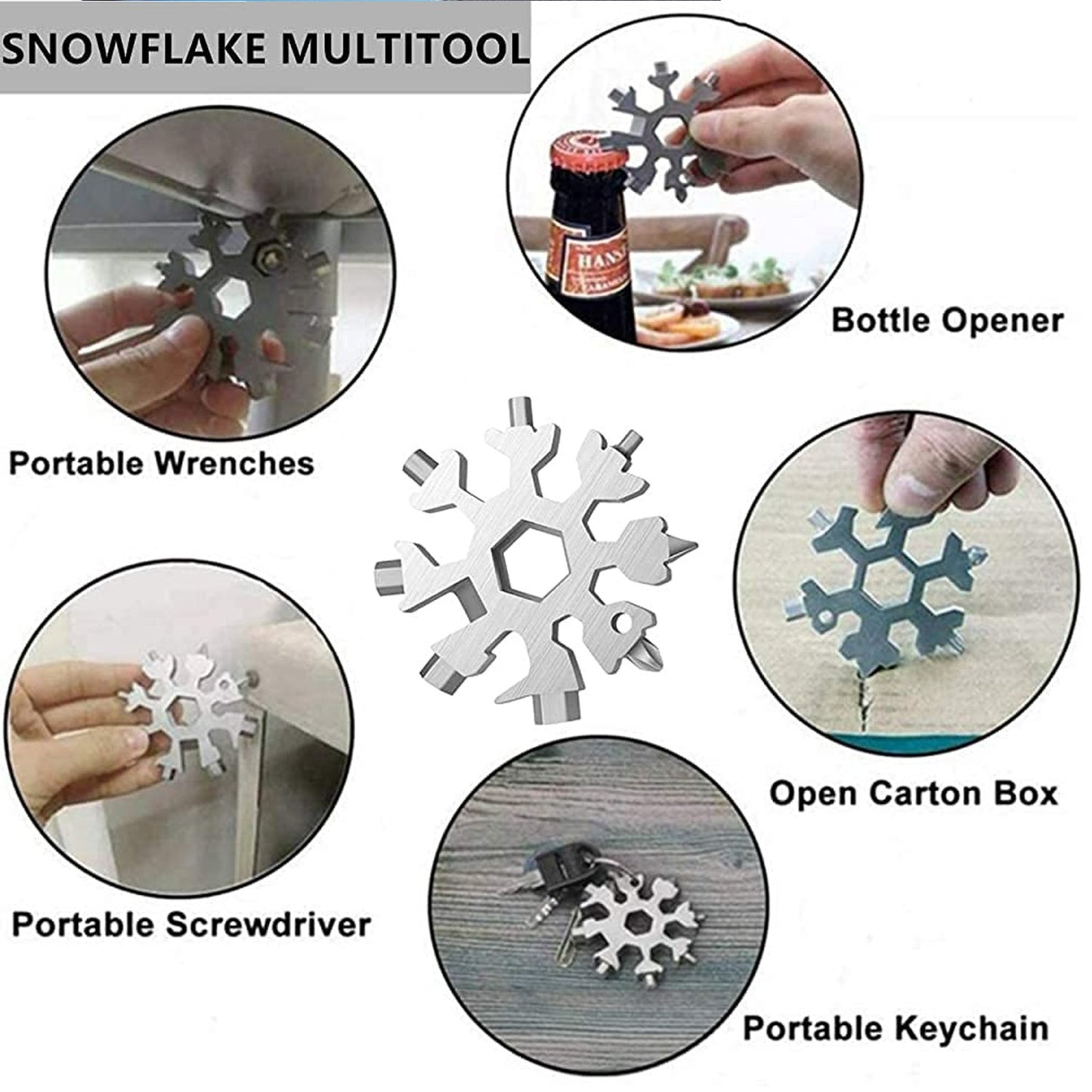 Snowflake Multi-tool Stainless Steel Snowflake Bottle Opener - Happy Price - Image 2