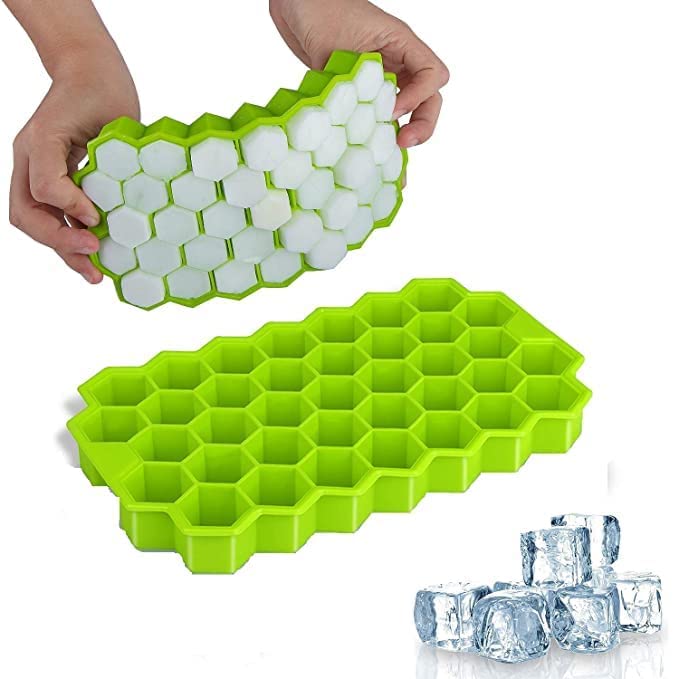 Flexible Silicone Honeycomb Design 37 Cavity Ice Cube Moulds Trays Small Cubes For Whiskey Tray For Fridge (Multicolor) - Happy Price - Image 2
