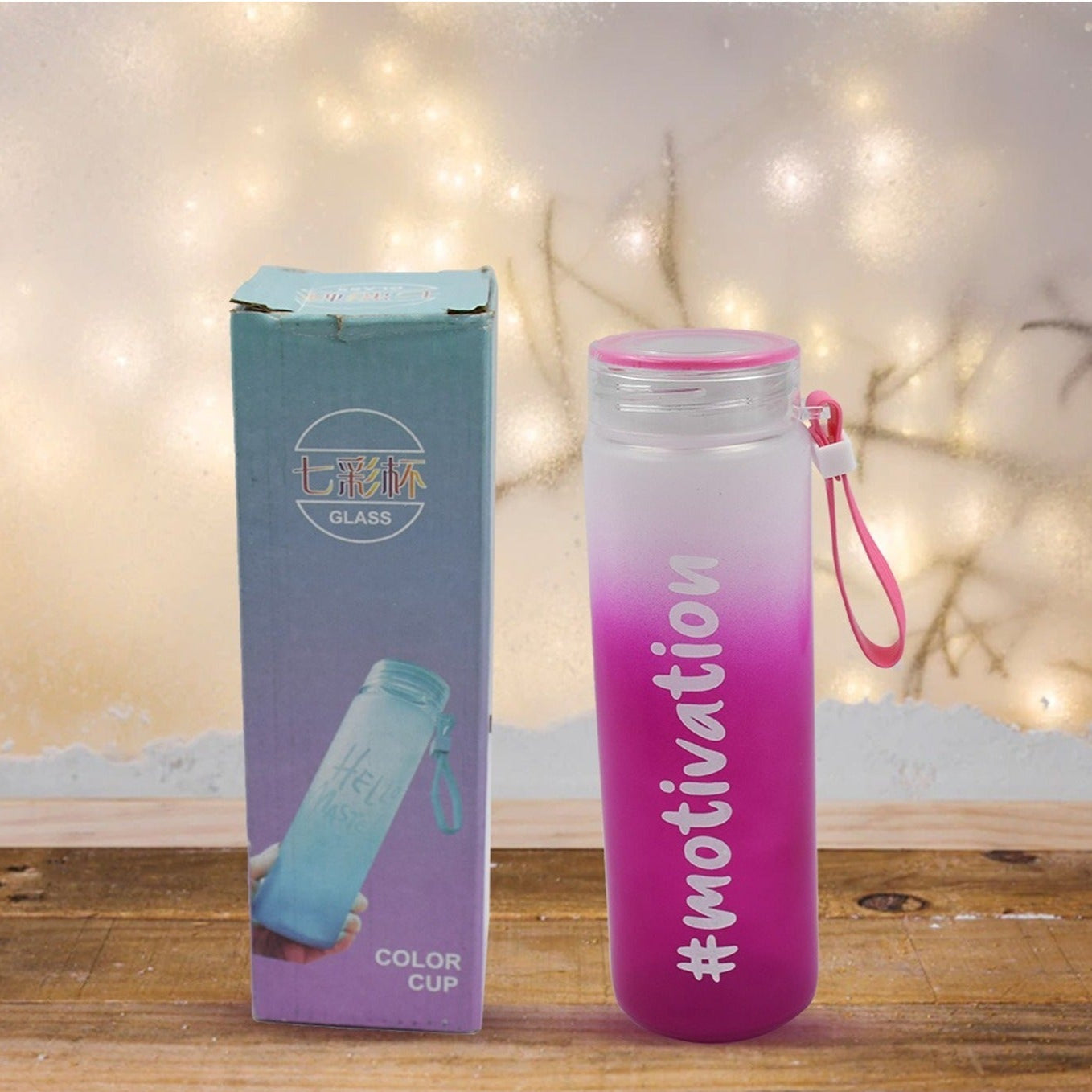 motivationalglass Bottle Colorful Portable Water Glass Bottle With Rubber Banddaily Intake Hourly Water Bottle To Ensure You Drink Enough Water Throughout The Dayreusable Cycling Gym Workout Fitnessbottle(Approx 350 Ml) - Happy Price - Image 1