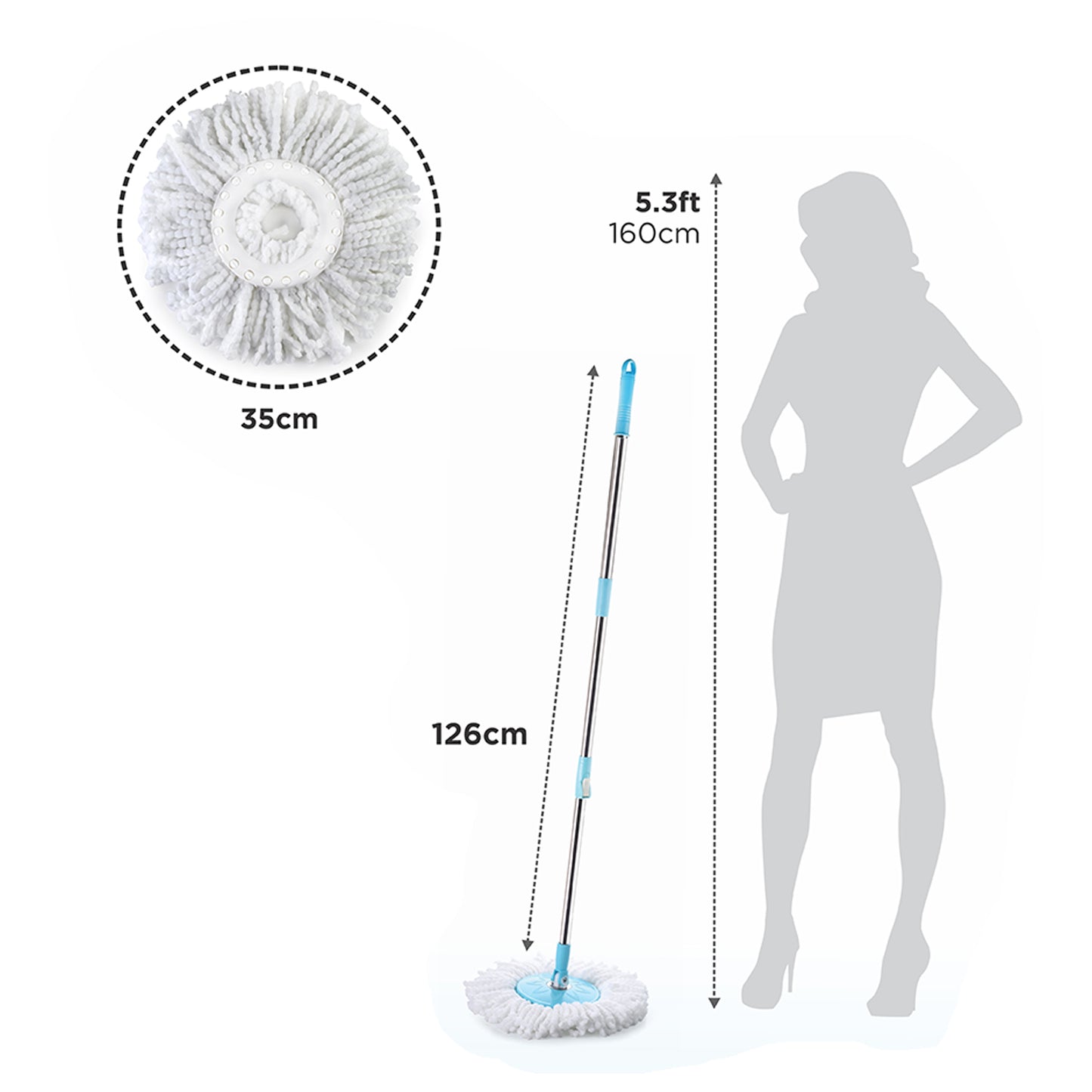 Spin Mop With Bigger Wheels And Plastic Auto Fold Handle For 360 Degree Cleaning - Happy Price - Image 4