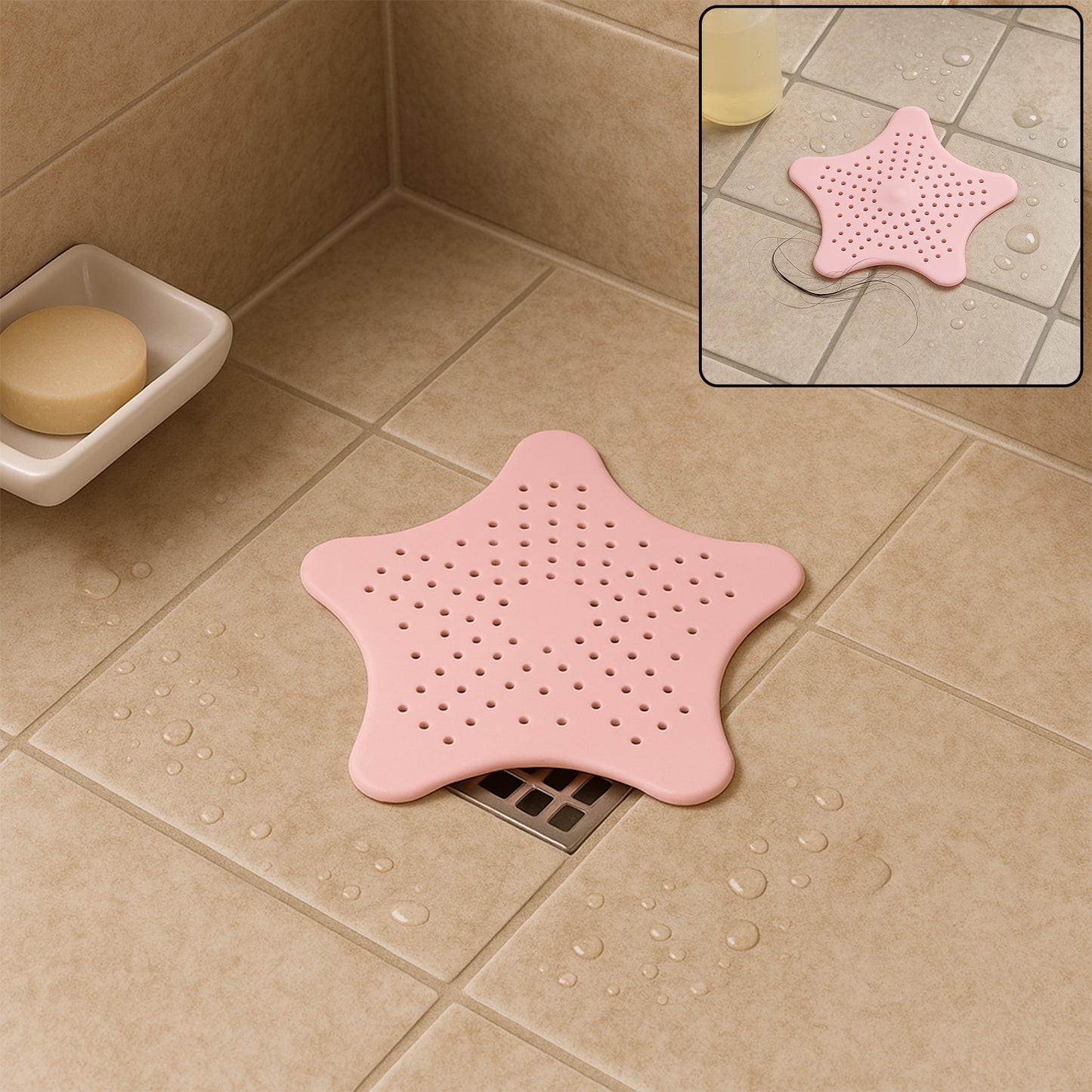 Baby Pink Star Sink Strainer - Bathroom & Kitchen Drain Hair Catcher - Happy Price - Image 2