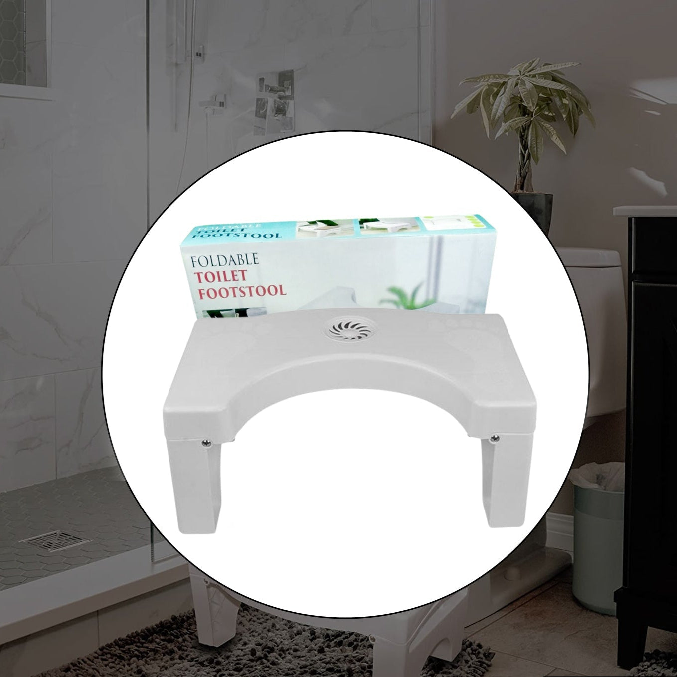 a Plastic Non-slip Folding Toilet Squat Stool - White Color - Happy Price - Image 1