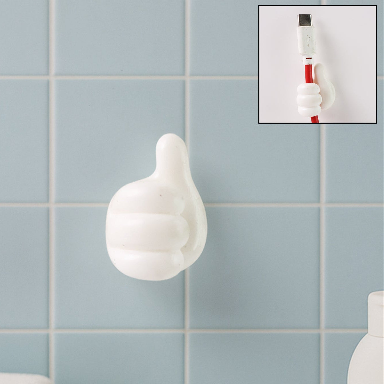 White Hand Shape Wall Hook for Keys & Cables - 1 Pc - Happy Price - Image 1